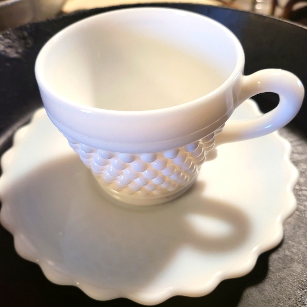 Vintage Milk Glass Cup & Saucer